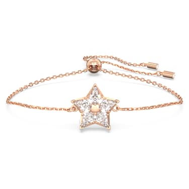 Stella Armband, Drachenschliff, Stern, Weiß, Roségold-Legierungsschicht - Swarovski, 5645460
