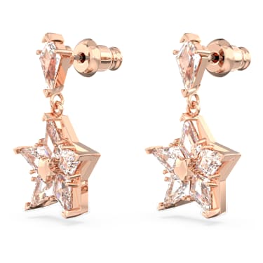 Stella Drop-Ohrhänger, Drachenschliff, Stern, Weiß, Roségold-Legierungsschicht - Swarovski, 5645466