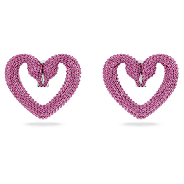 Sublima clip earrings, Heart, Large, Purple, Rhodium plated - Swarovski, 5646573