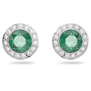 Una Angelic Oorknopjes, Ronde slijpvorm, Groen, Rodium toplaag - Swarovski, 5646714