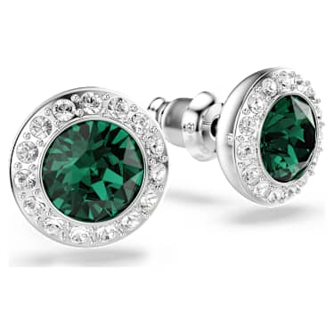 Una Angelic ต่างหูเม็ดเดี่ยว, เจียระไนทรงกลม, เขียว, เคลือบโรเดียม - Swarovski, 5646714