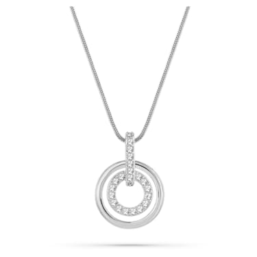 Circle pendant, Round shape, White, Rhodium plated | Swarovski