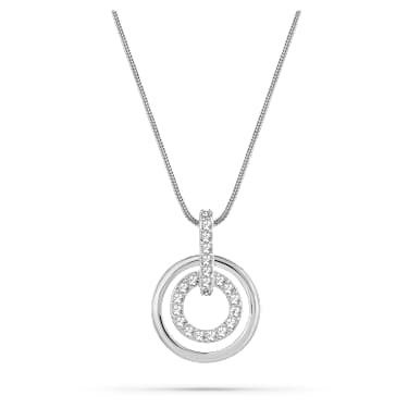Colgante Circle, Forma redonda, Blanco, Baño de rodio - Swarovski, 5646720
