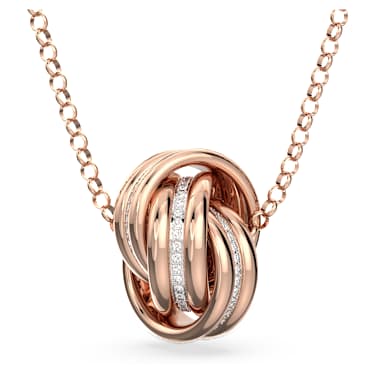Hyperbola 펜던트, 서로 엮인 써클, 화이트, 로즈골드 톤 플래팅 - Swarovski, 5646722