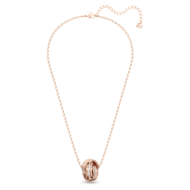 Hyperbola pendant, Intertwined circles, White, Rose gold-tone plated - Swarovski, 5646722