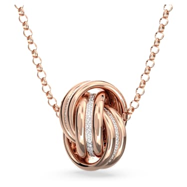 Hyperbola pendant, Intertwined circles, White, Rose gold-tone plated - Swarovski, 5646722