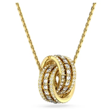 Further necklace, Intertwined circles, White, Gold-tone plated