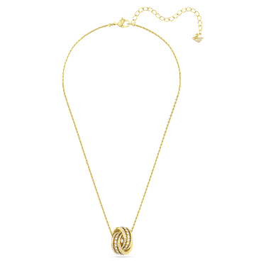 Hyperbola necklace, Intertwined circles, White, Gold-tone plated - Swarovski, 5646723