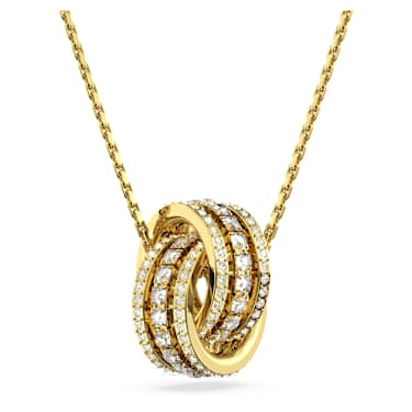 Hyperbola 項鏈, 交錯圓圈, 白色, 鍍金色色調 - Swarovski, 5646723