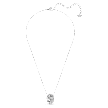 Hyperbola pendant, Intertwined circles, Small, White, Rhodium plated - Swarovski, 5646724
