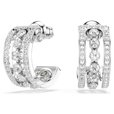 Kruhové náušnice Hyperbola, Bílá, Pokoveno rhodiem - Swarovski, 5646725