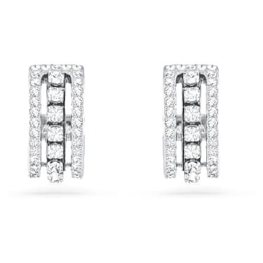 Hyperbola 후프 이어링, 화이트, 로듐 플래팅 - Swarovski, 5646725