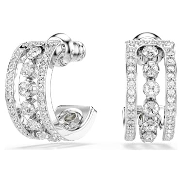 Hyperbola ต่างหูแบบห่วง, ขาว, เคลือบโรเดียม - Swarovski, 5646725