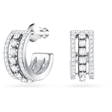 Hyperbola 후프 이어링, 화이트, 로듐 플래팅 - Swarovski, 5646725