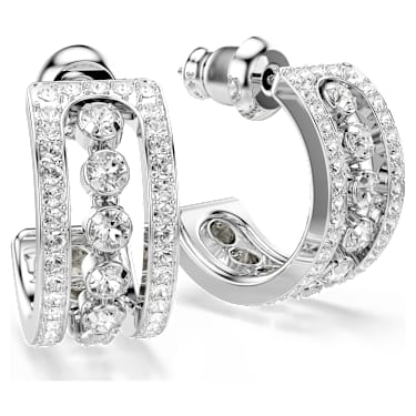 Hyperbola ต่างหูแบบห่วง, ขาว, เคลือบโรเดียม - Swarovski, 5646725