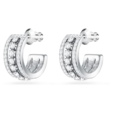 Hyperbola 후프 이어링, 화이트, 로듐 플래팅 - Swarovski, 5646725