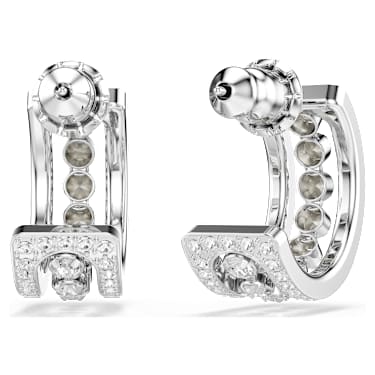 Orecchini a cerchio Hyperbola, Bianchi, Placcato rodio - Swarovski, 5646725