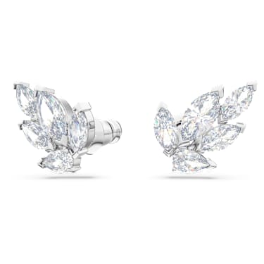 Louison 耳釘, 葉, 白色, 鍍白金色 - Swarovski, 5646728
