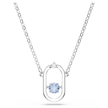 Colar Una, Lapidação redonda, Modelo oval, Azul, Lacado a ródio - Swarovski, 5646731