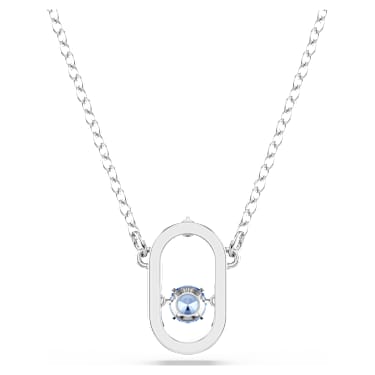 Colar Una, Lapidação redonda, Modelo oval, Azul, Lacado a ródio - Swarovski, 5646731