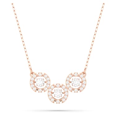 Swarovski Sparkling Dance Trilogy Halsband, Rundslipad, Vit, Roséguldfärgad plätering - Swarovski, 5646734