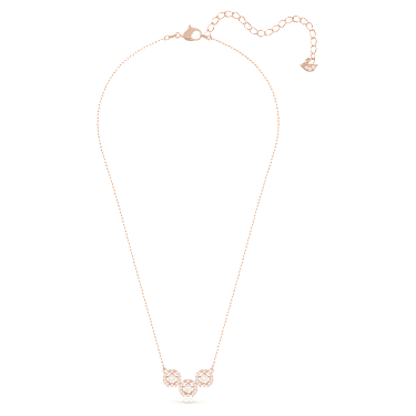 Colar Swarovski Sparkling Dance Trilogy, Lapidação redonda, Branco, Lacado a rosa dourado - Swarovski, 5646734