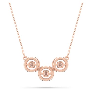 Colar Swarovski Sparkling Dance Trilogy, Lapidação redonda, Branco, Lacado a rosa dourado - Swarovski, 5646734