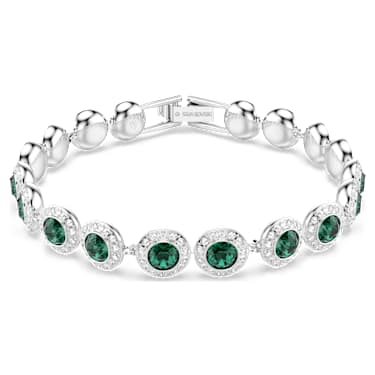 Una Angelic 手链, 圆形切割, 密镶, 中号, 绿色, 镀铑 - Swarovski, 5646735