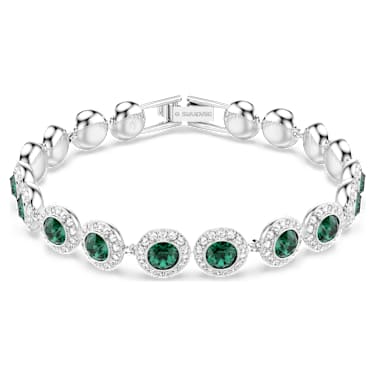 Una Angelic bracelet, Round cut, Pavé, Medium, Green, Rhodium plated - Swarovski, 5646735