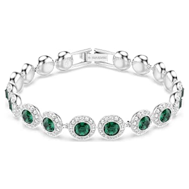 Pulsera Tennis Una Angelic, Talla redonda, Pavé, Mediana, Verde, Baño de rodio - Swarovski, 5646735