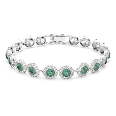 Una Angelic Tennis 手链, 圆形切割, 密镶, 中号, 绿色, 镀铑 - Swarovski, 5646735