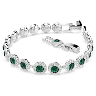 Pulsera Tennis Una Angelic, Talla redonda, Pavé, Mediana, Verde, Baño de rodio - Swarovski, 5646735