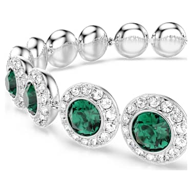 Una Angelic bracelet, Round cut, Pavé, Medium, Green, Rhodium plated - Swarovski, 5646735