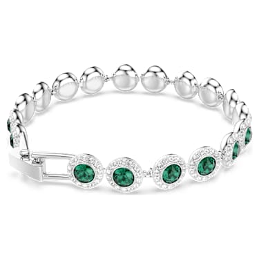Una Angelic bracelet, Round cut, Pavé, Medium, Green, Rhodium plated - Swarovski, 5646735