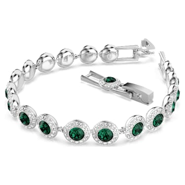 Una Angelic 手链, 圆形切割, 密镶, 中号, 绿色, 镀铑 - Swarovski, 5646735