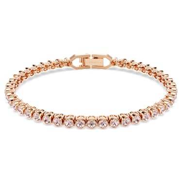 Imber Tennis 手链, 圆形切割, 粉红色, 镀玫瑰金色调 - Swarovski, 5646736