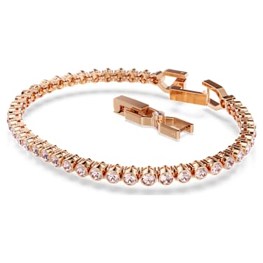 Imber Tennis 手链, 圆形切割, 粉红色, 镀玫瑰金色调 - Swarovski, 5646736