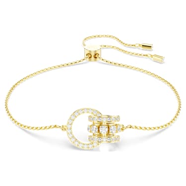 Further karkötő, Összekapcsolt körök, Fehér, Aranytónusú bevonattal - Swarovski, 5646737
