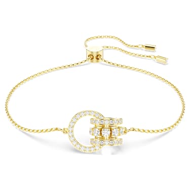 Hyperbola ブレスレット, インターロッキングループ, ホワイト, 18Kゴールドコーティング - Swarovski, 5646737