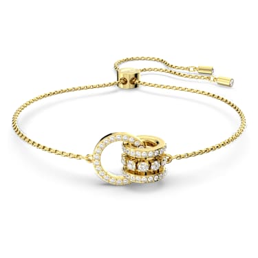 Hyperbola bracelet, Interlocking loop, White, Gold-tone plated - Swarovski, 5646737