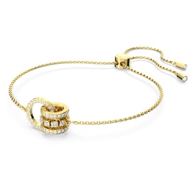 Hyperbola Armband, Verschlungener Reif, Weiß, Goldlegierungsschicht - Swarovski, 5646737