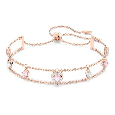 Braccialetto One, Taglio misto, Cuore, Rosa, Placcato color oro rosa - Swarovski, 5646747