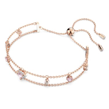 Zapestnica One, Mešani rezi, Srce, Roza, Prevleka rožnato zlatega odtenka - Swarovski, 5646747