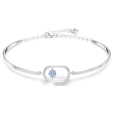 Una 手链, 圆形切割，椭圆形, 蓝色, 镀铑 - Swarovski, 5646749