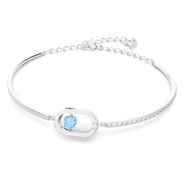 Pulseira Una, Lapidação redonda, Modelo oval, Azul, Lacado a ródio - Swarovski, 5646749