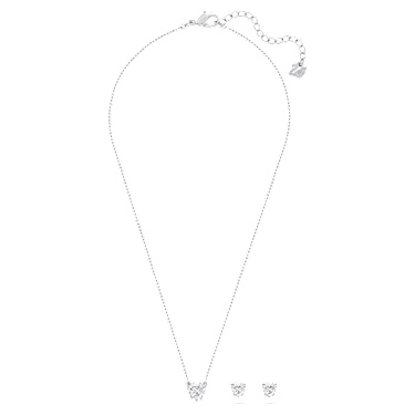 Komplet Stilla Attract, Srce, Bela, Prevleka iz rodija - Swarovski, 5646751
