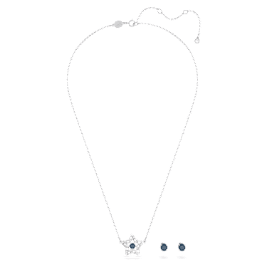 Stella 套装, 混合切割, 星星, 蓝色, 镀铑 - Swarovski, 5646762