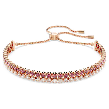 Matrix สร้อยข้อมือ, แดง, เคลือบโทนสีโรสโกลด์ - Swarovski, 5646866