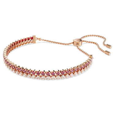 Matrix Tennisarmband, Röd, Roséguldfärgad plätering - Swarovski, 5646866
