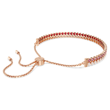 Matrix Tennisarmband, Röd, Roséguldfärgad plätering - Swarovski, 5646866